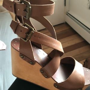 ASH Wood platform wedge sandals